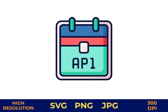 API Icon with April 1 Date in Bright: Graphics and Freebies