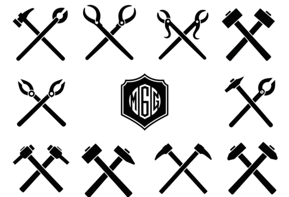 Blacksmith Hammer and Tongs Clipart: Graphics for Crafts