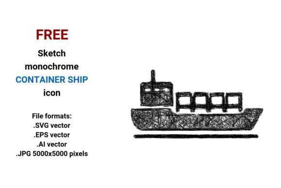 FREE Sketch Container Ship Icon for Graphics and Freebies