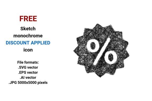 FREE Sketch Discount Applied Icon Graphics