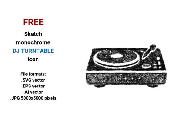 FREE Sketch Dj Turntable Icon Graphics