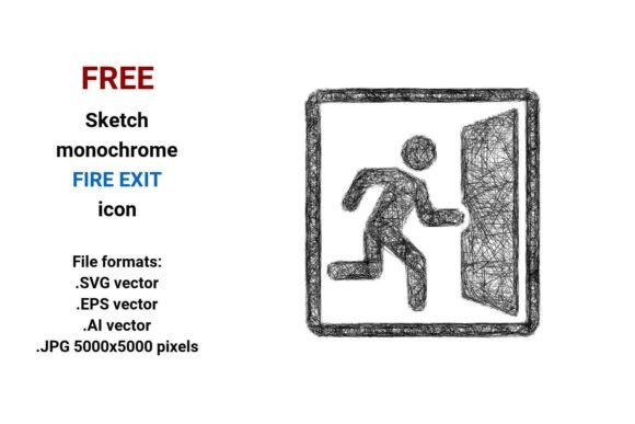 FREE Sketch Fire Exit Icon for Graphics and Freebies