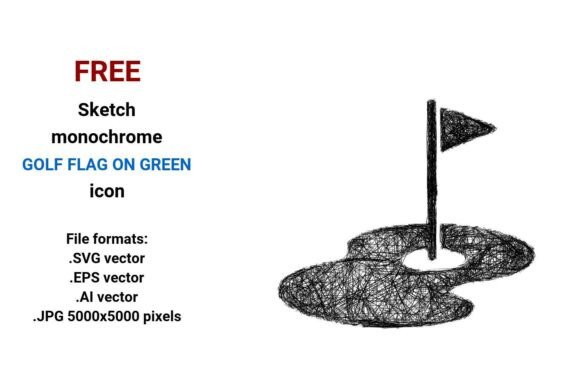FREE Sketch Golf Flag on Green Icon