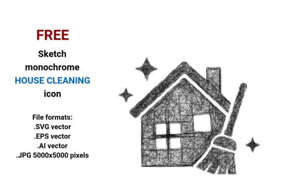 FREE Sketch House Cleaning Icon Graphics