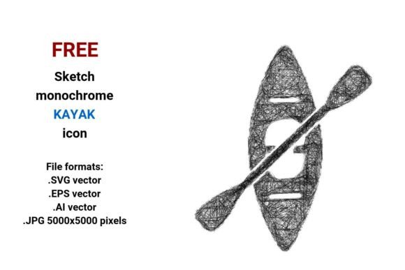 FREE Sketch Kayak Icon for Graphics and Freebies