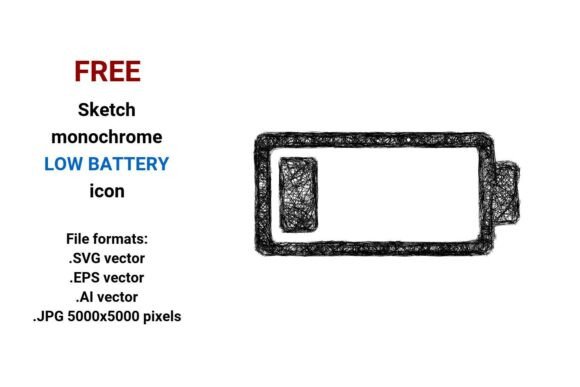 FREE Sketch Low Battery Icon Graphics