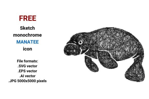 FREE Sketch Manatee Icon for Graphics and Freebies