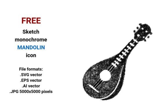 FREE Sketch Mandolin Icon Graphics Freebies