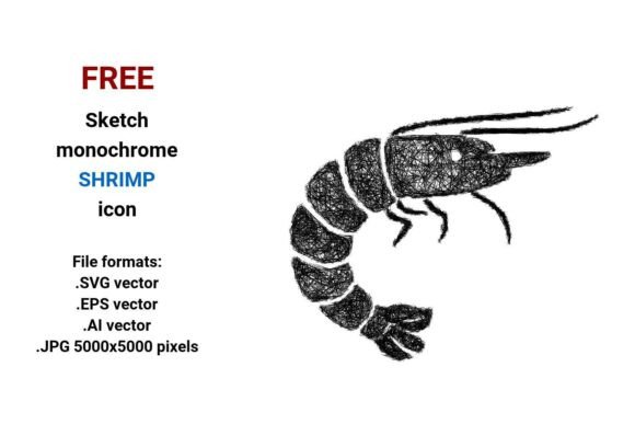 FREE Sketch Shrimp Icon for Graphics and Freebies
