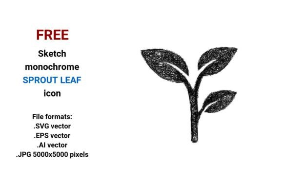 FREE Sketch Sprout Leaf Icon: Graphics & Freebies for Content Creators