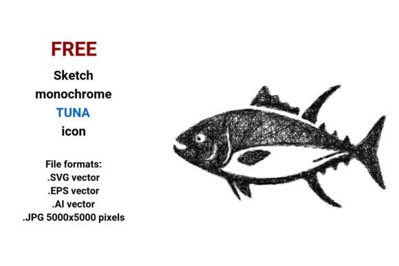 FREE Sketch Tuna Icon for Graphics and Freebies