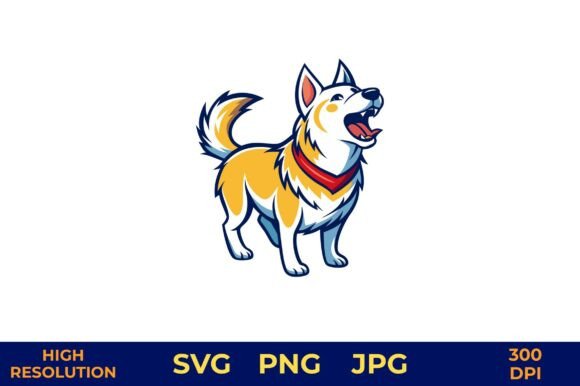 Husky Dog Barking Joyfully in Bright: Graphics for Local Business