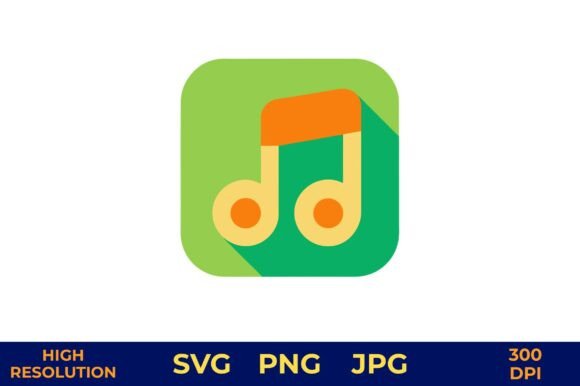 Music App Icon with Eighth Note Vector