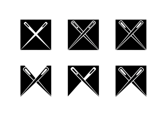 Sewing Needle Logo Icons Vector Art: Graphics for Crafts