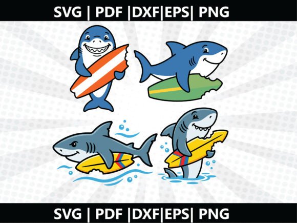 Shark Surfboard SVG Cricut Cut File